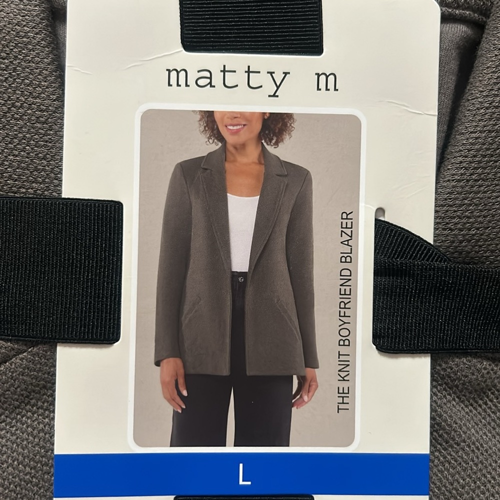 NWT Matty M Knit Boyfriend Blazer color Pebble size L, XL